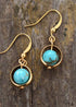 Boho Earrings, Dangle Earrings, Moon Blue Turquoise, Jasper, Lava